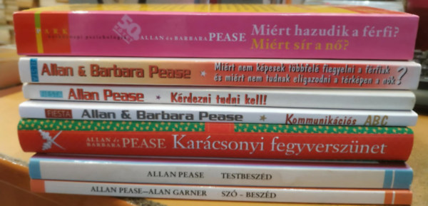 7 db Htkzni pszicholgia: Karcsonyi fegyversznet; Testbeszd; Sz - beszd; Kommunikcis ABC mesterfokon; Mirt nem kpesek tbbfel figyelni a frfiak, s mirt nem tudnak eligazodni a trkpen a nk?; Krdezni tudni kell!