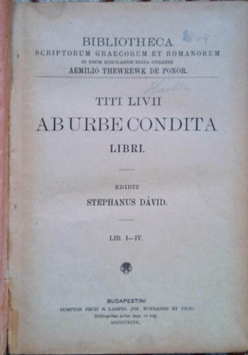 Titi Livii Ab urbe condita libri I-IV.