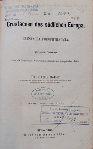 Dr. Camil Heller - Crustaceen des Sdlichen Europa