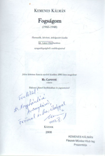 Kemenes Kálmán - Fogságom- versek ( 1945-1948 )