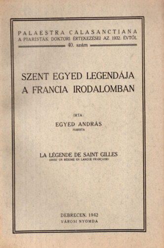 Szent Egyed legendja a francia irodalomban