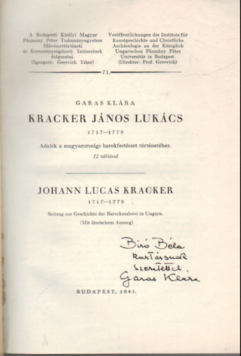 Kracker Jnos Lukcs 1717-1779 - Adalk a magyaroroszgi barokfestszet trtnethez
