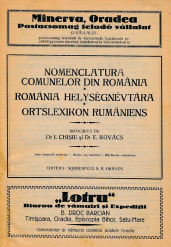 Nomenclatura Comunelor din Romnia. Rmnia helysgnvtra.