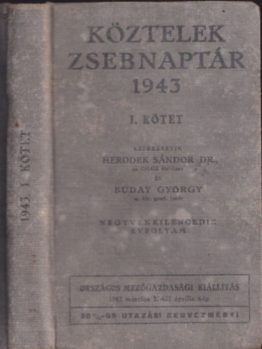 K�ztelek zsebnapt�r 1943 I. k�tet