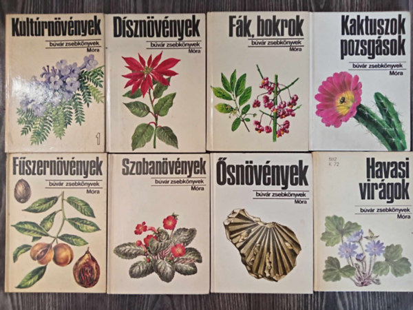 (8db) Bvr zsebknyvek a nvnyvilgrl: Kultrnvnyek 1. / Dsznvnyek / Fk, bokrok / Kaktuszok, pozsgsok / Fszernvnyek / Szobanvnyek / snvnyek / Havasi virgok