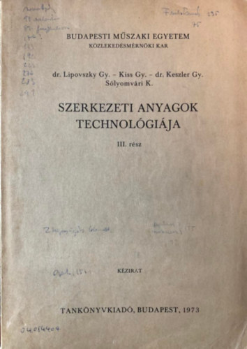 Szerkezeti anyagok technolgija III. rsz