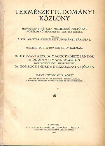 Ilosvay-Mgcsy-Zimmermann - Termszettudomnyi kzlny 1936