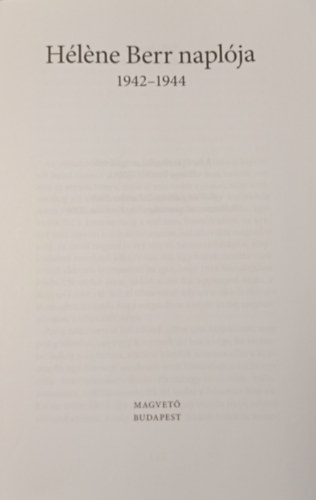 H�l�ne Berr napl�ja 1942-1944