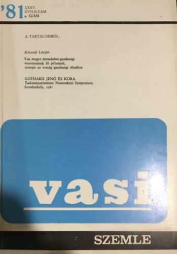 Vasi szemle XXXV. �vf. 4. sz�m (1981)