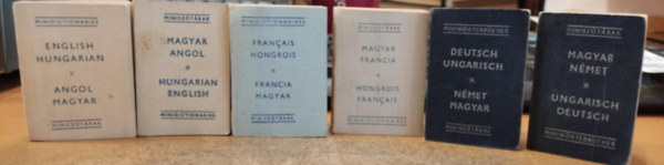 6 db mini sz�t�r: English-Hungarian; Magyar-Angol; Francais-Hongrois; Magyar-Francia; Deutsch-Ungarisch; Magyar-N�met