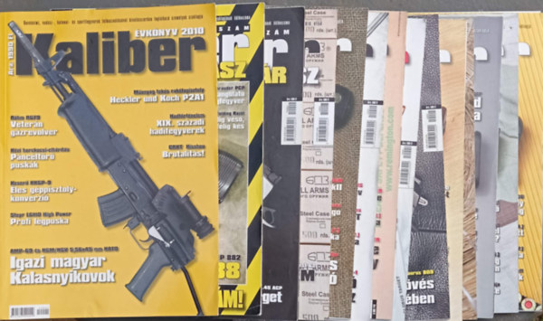 15 db Kaliber (nvdelmi, vadsz-, katonai s sportfegyverek szaklapja): 2010. 13. vf. 1,2,3,4,5,7,8,9,10,11,12. szm + Tavasz klnszm + Nyr klnszm + sz klnszm + Kaliber vknyv 2010