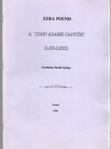 A "John Adams Cant�k" (LXII-LXXI)
