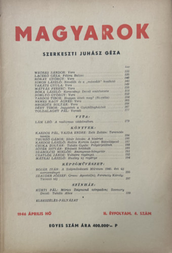 Magyarok - 1946 �prilis - II. �vfolyam 4. sz�m