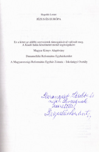 Jzus s Eurpa (dediklt)