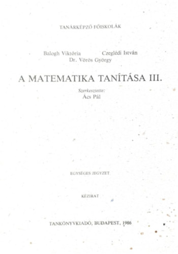 A matematika tan�t�sa III.