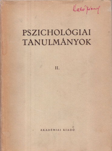 Pszicholgiai tanulmnyok II.