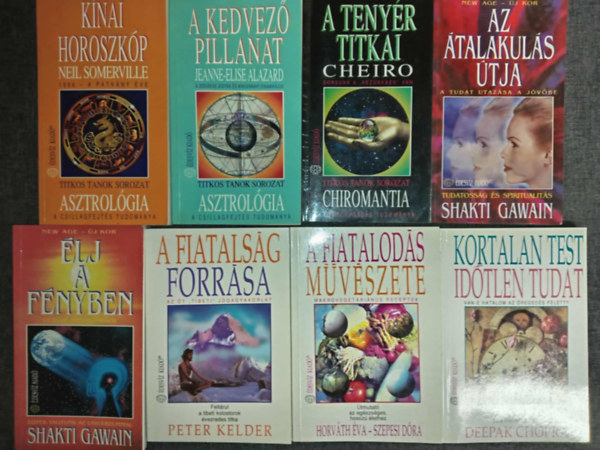 (8db) Ezoterikus knyvcsomag: Knai horoszkp - a patkny ve / A kedvez pillanat / A tenyr titkai / Az talakuls tja / lj a fnyben / A fiatalsg forrsa / A fiatalods mvszete / Korltlan test idtlen tudat