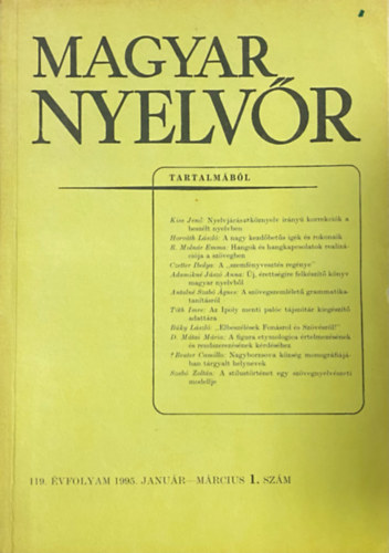 Magyar Nyelvr 119. vf. 1995. 1-4. szm (teljes)