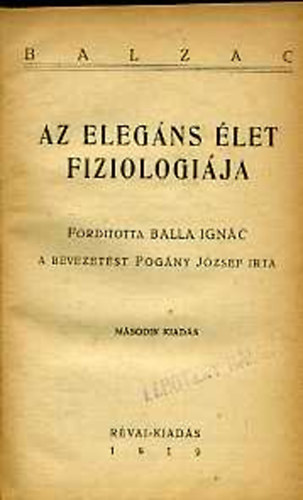 Balzac - Az elegns let fiziologija