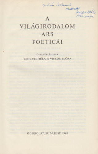 A vilgirodalom ars poetici