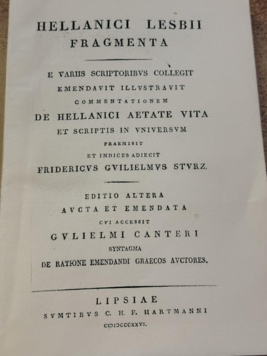 Hellanici Lesbii Fragmenta