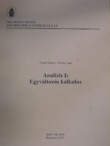 Analzis I: Egyvltozs kalkulus
