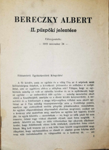 Bereczky Albert II. pspki jelentse
