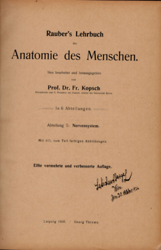 Rauber-Kopsch  Lehrbuch  der Anatomie-Anatomie  des Menschen
