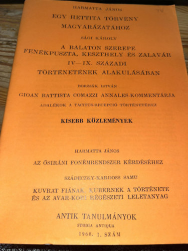 Harmatta Jnos - Antik tanulmnyok - Studia antiqua 1968. 1. szm