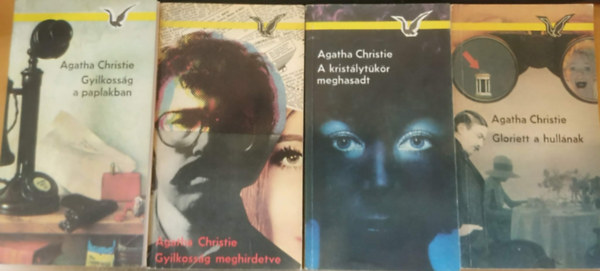 4 db Agatha Christie krimi: Gyilkoss�g meghirdetve + A krist�lyt�k�r meghasadt + Gloriett a hull�nak + Gyilkoss�g a paplakban