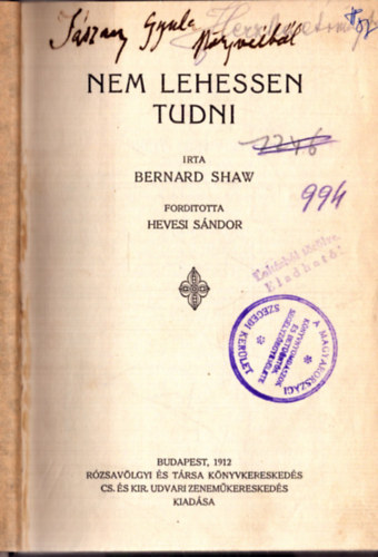Nem lehessen tudni (1912)