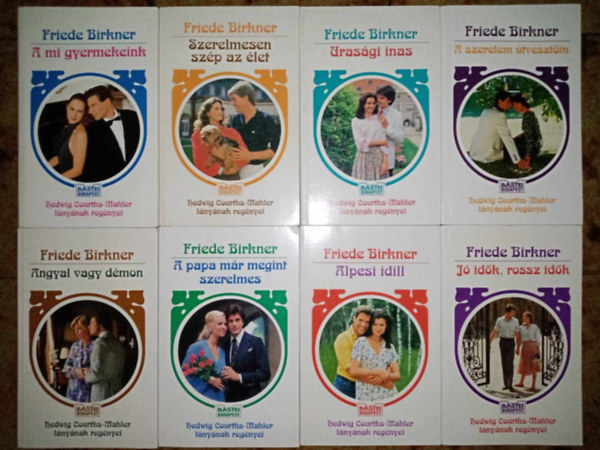 Friede Birkner k�nyvcsomag 8db (Hedwig Courths-Mahler l�ny�nak reg�nyei) A mi gyermekeink / Szerelmesen sz�p az �let / Uras�gi inas / A szerelem �tveszt�in / Angyal vagy d�mon / A papa m�r megint szerelmes / Alpesi idill / J� id�k, rossz
