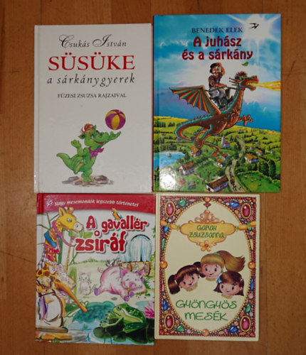 4 klasszikus mesek�nyv: Gy�ngy�s mes�k, A gavall�r zsir�f, S�s�ke, a s�rk�nygyerek, A juh�sz �s a s�rk�ny