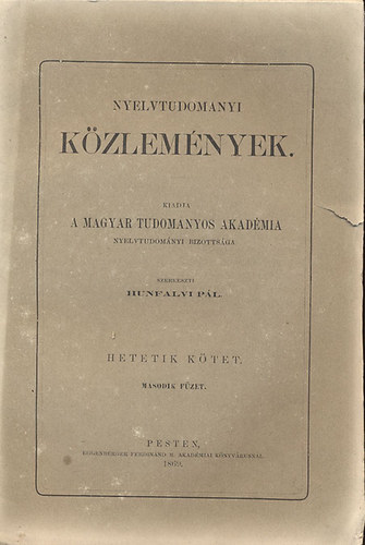 Nyelvtudomnyi kzlemnyek - 7. ktet 2. fzet - 1869.