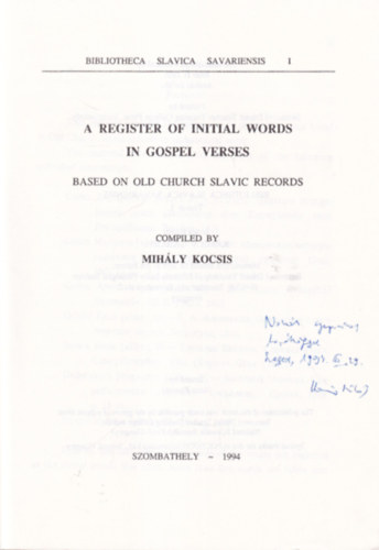 A register of initial words in gospel verses - dediklt