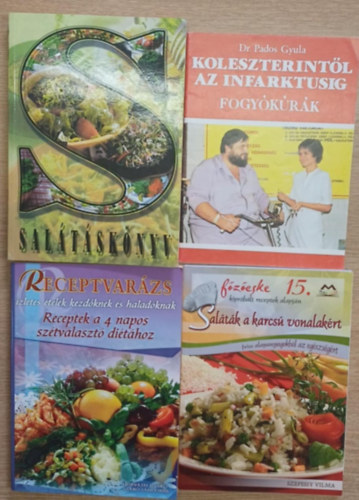 4 db dits szakcsknyv: Saltk a karcs vonalakrt - Receptek a 4 napos sztvlaszt dithoz - Koleszterintl az infarktusig (Fogykrk) - Saltsknyv