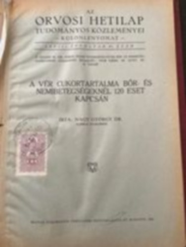 Az Orvosi Hetilap tudom�nyos k�zlem�nyei - K�l�nlenyomat - LXVIII. �vf. 45. sz�m