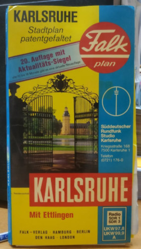 Karlsruhe Mit Ettlingen - Stadtplan patentgefaltet (Falkplan Karlsruhe)