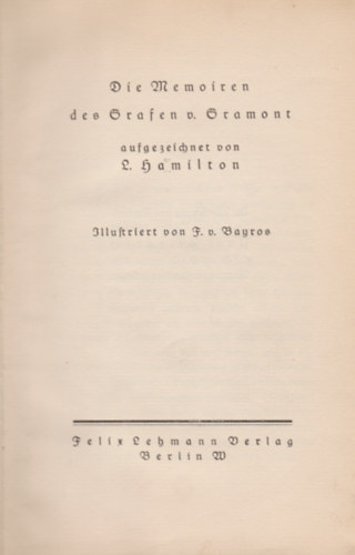 Die Memoiren des Grafen v. Gramont