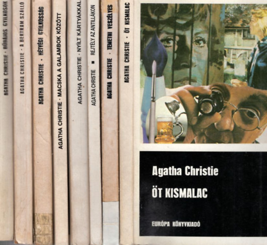 8 db Agatha Christie krimi: t kismalac + Temetni veszlyes + Rejtly az Antilllkon + Nylt krtykkal + Macska a galambok kztt + Htvgi gyilkossg + A Bertram szll + Bbjos gyilkosok