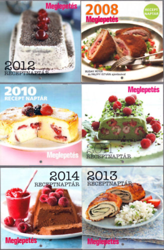 6 db Meglepets recept naptr (2008, 2010, 2011, 2012, 2013, 2014)