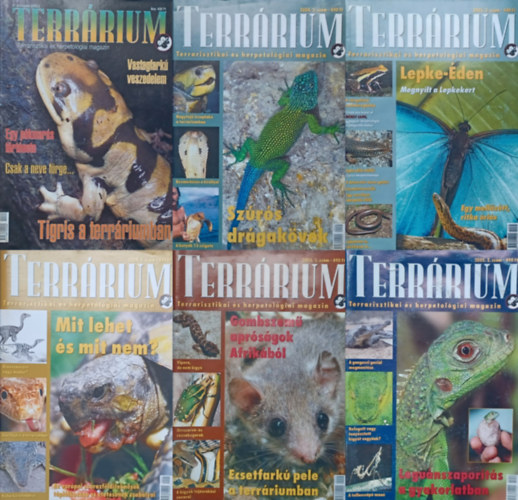 Bagosi Zoltán, Farkas Balázs, Juhari Bálint, Gór András, Dr. Korsós Zoltán, Udvari József, Nagy Zoltán Tamás, Tóth Tamás, Ujhelyi Péter Fehér Tamás - 6 db Terrárium terrarisztikai és herpetológiai magazin szórványszám: 2002/2 + 2003/3 + 2004/2 + 2005/2 + 2005/3 + 2004/5