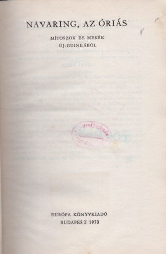 Eur�pa K�nyvkiad� - Navaring, az �ri�s