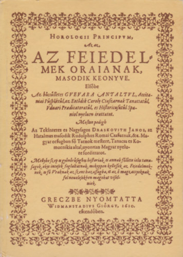 Horologii principum azaz az fejedelmek rjnak msodik knyve