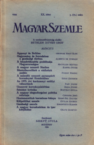 Magyar Szemle 1934. mrcius XX. ktet 3. (79.) szm