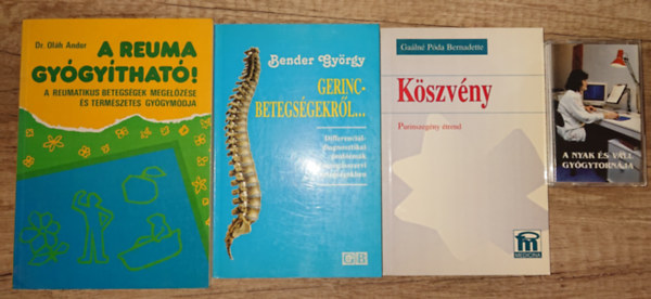 3 k�nyv h�tf�j�soknak aj�nd�k magn� kazett�val: A reuma gy�gy�that�, Gerincbtegs�gekr�l, K�szv�ny + A nyak �s a v�ll gy�gytorn�ja