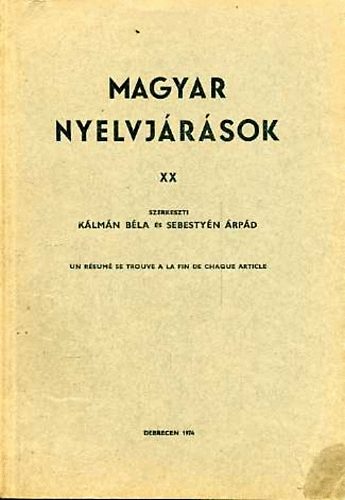 Magyar Nyelvjrsok XX.