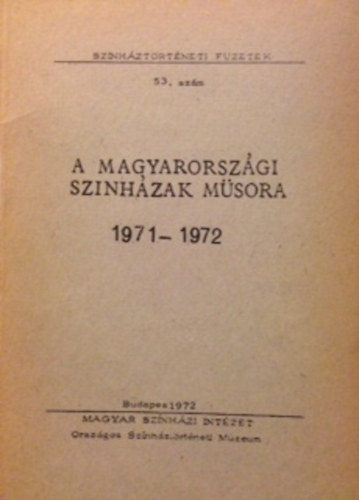 A magyarorszgi sznhzak msora 1971-1972