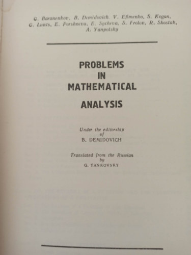 Problems in mathematical analysis (Problmk a matematikai elemzsben - Angol nyelv)
