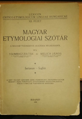 Magyar etymologiai sztr XII. fzet